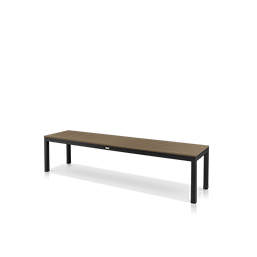 6' Backless Bench Tex Black Frame with Teak Seat